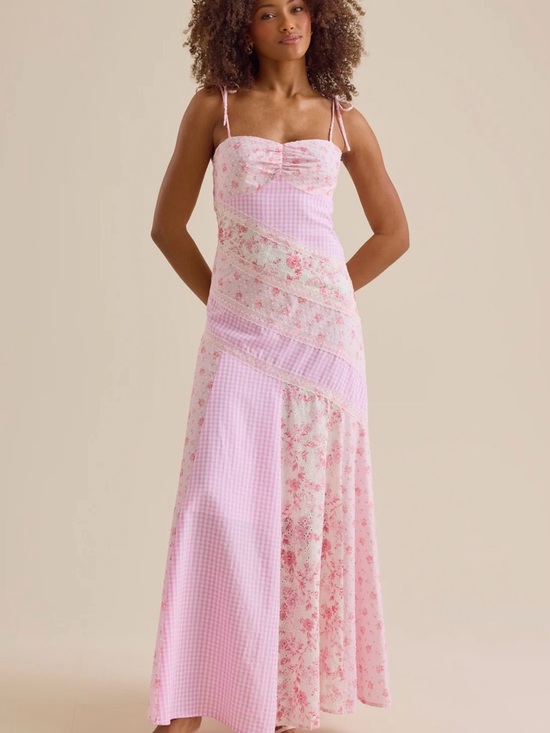 Altar'd State Dresses & Skirts - Altar'd State Pink Floral & Gingham Maxi Dress